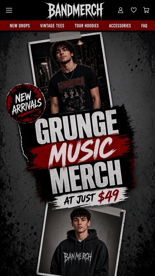 BandMerch storefront theme mobile preview