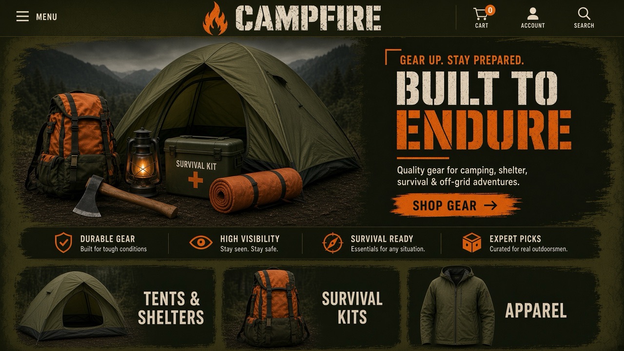 Campfire storefront theme desktop preview
