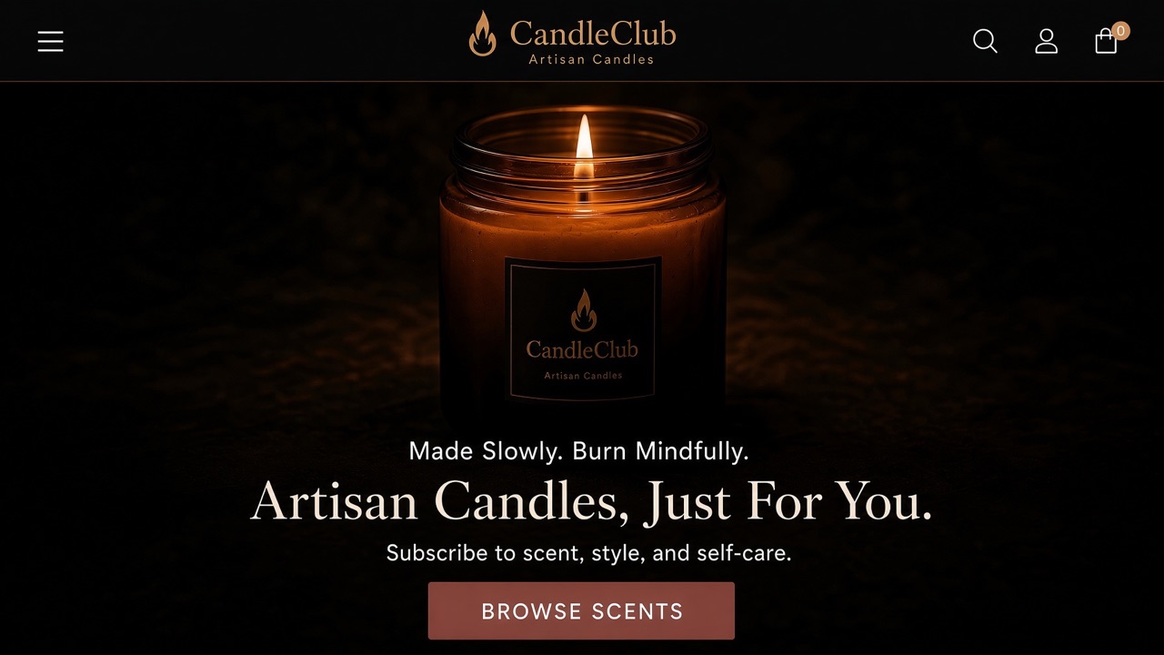 CandleClub storefront theme desktop preview