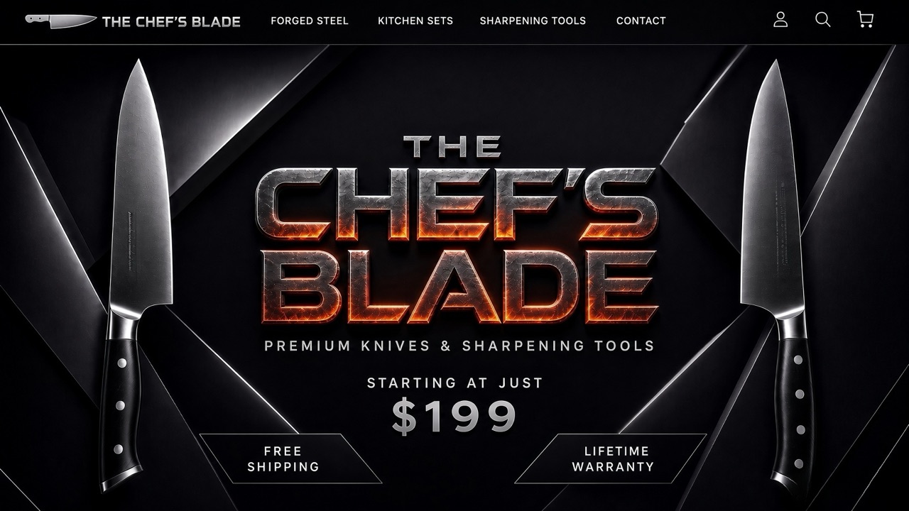 The Chef’s Blade storefront theme desktop preview