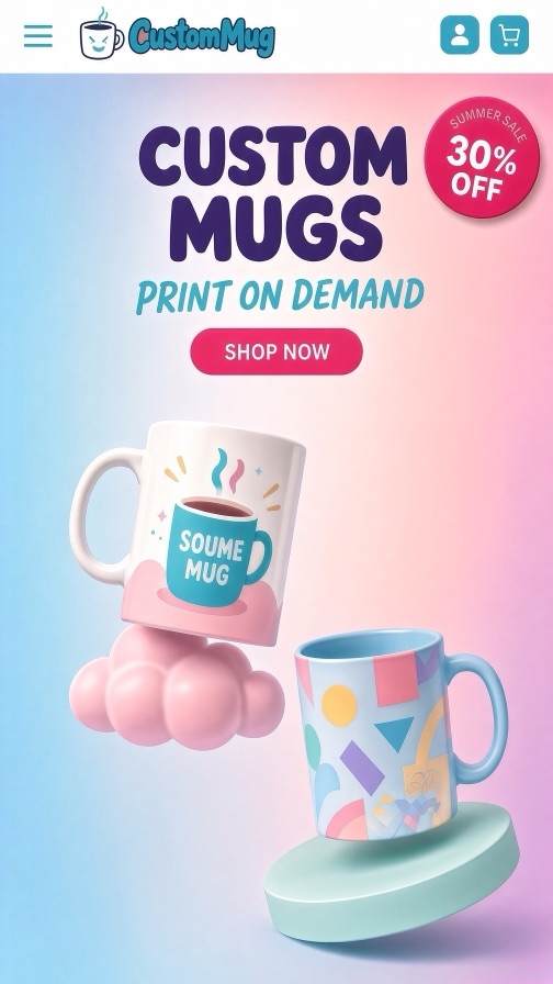 CustomMug storefront theme mobile preview