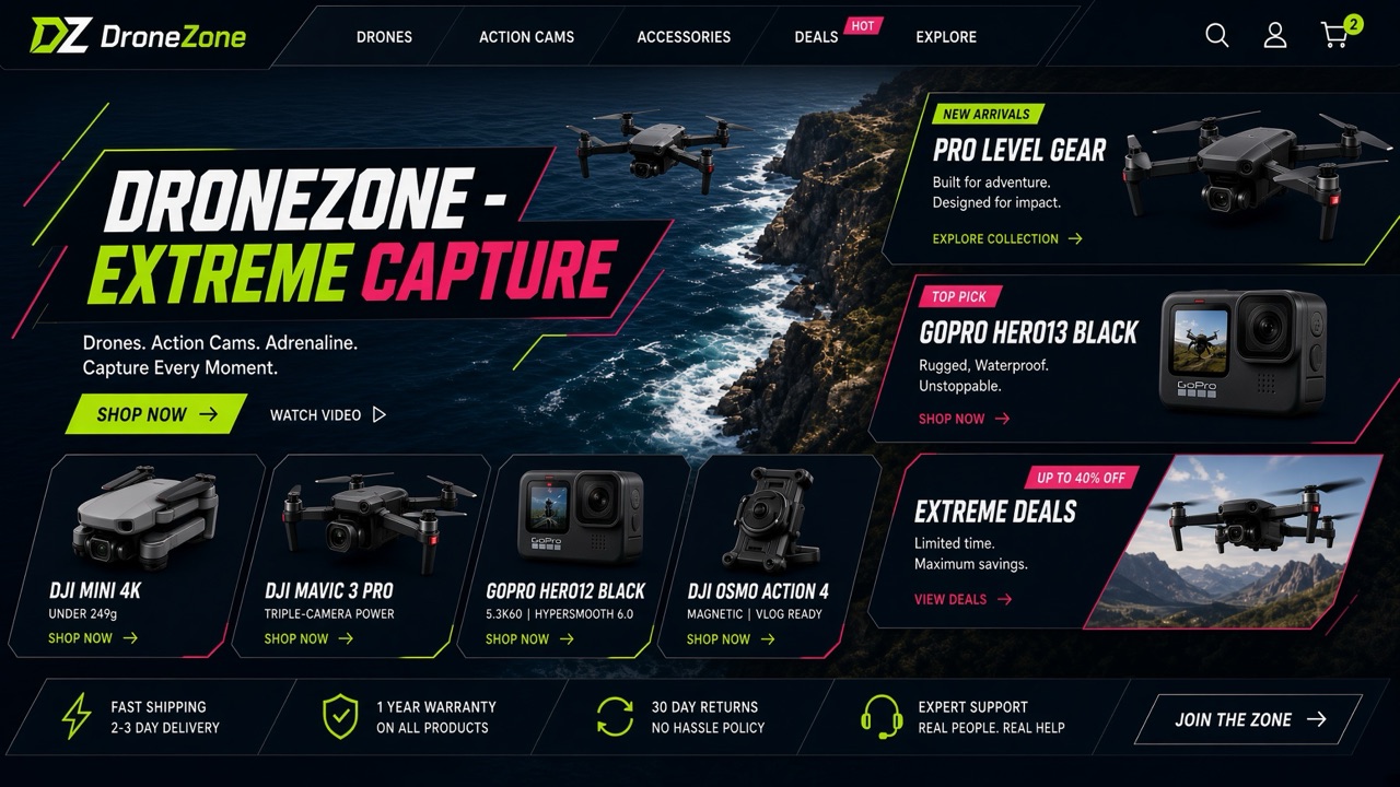 DroneZone storefront theme desktop preview