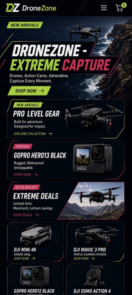 DroneZone storefront theme mobile preview