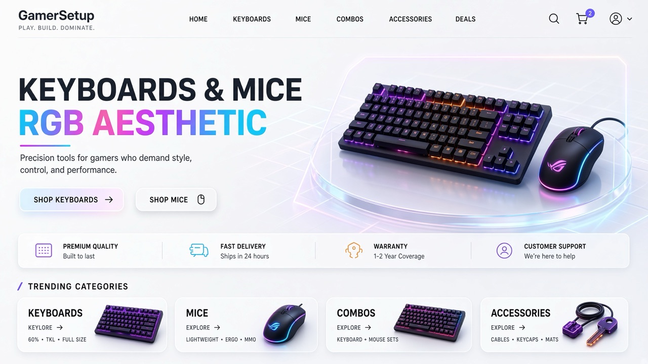 GamerSetup storefront theme desktop preview