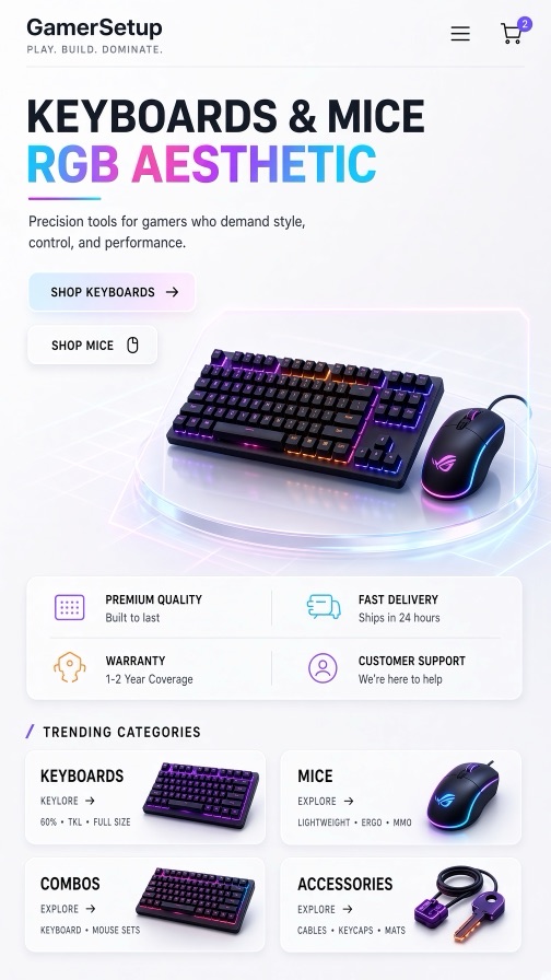 GamerSetup storefront theme mobile preview
