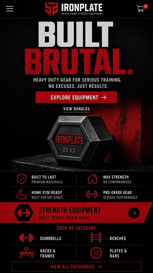 IronPlate storefront theme mobile preview