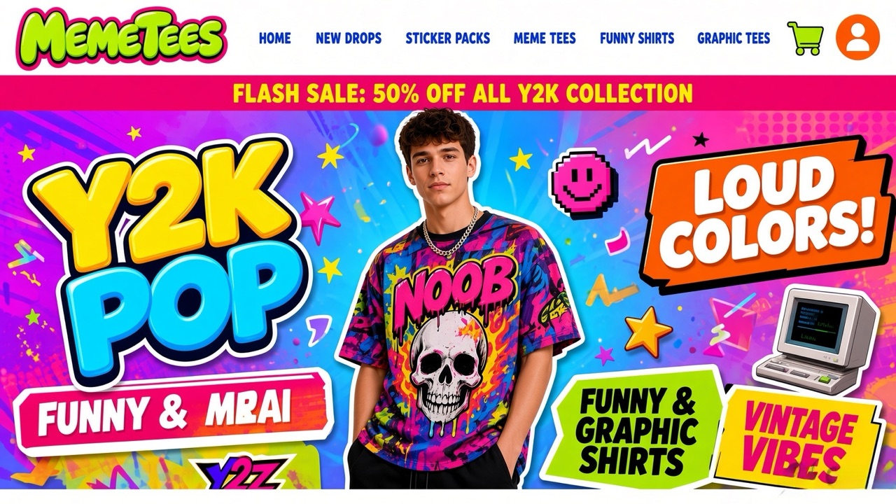 MemeTees storefront theme desktop preview