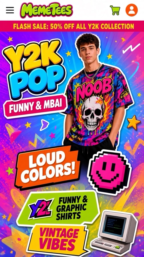 MemeTees storefront theme mobile preview