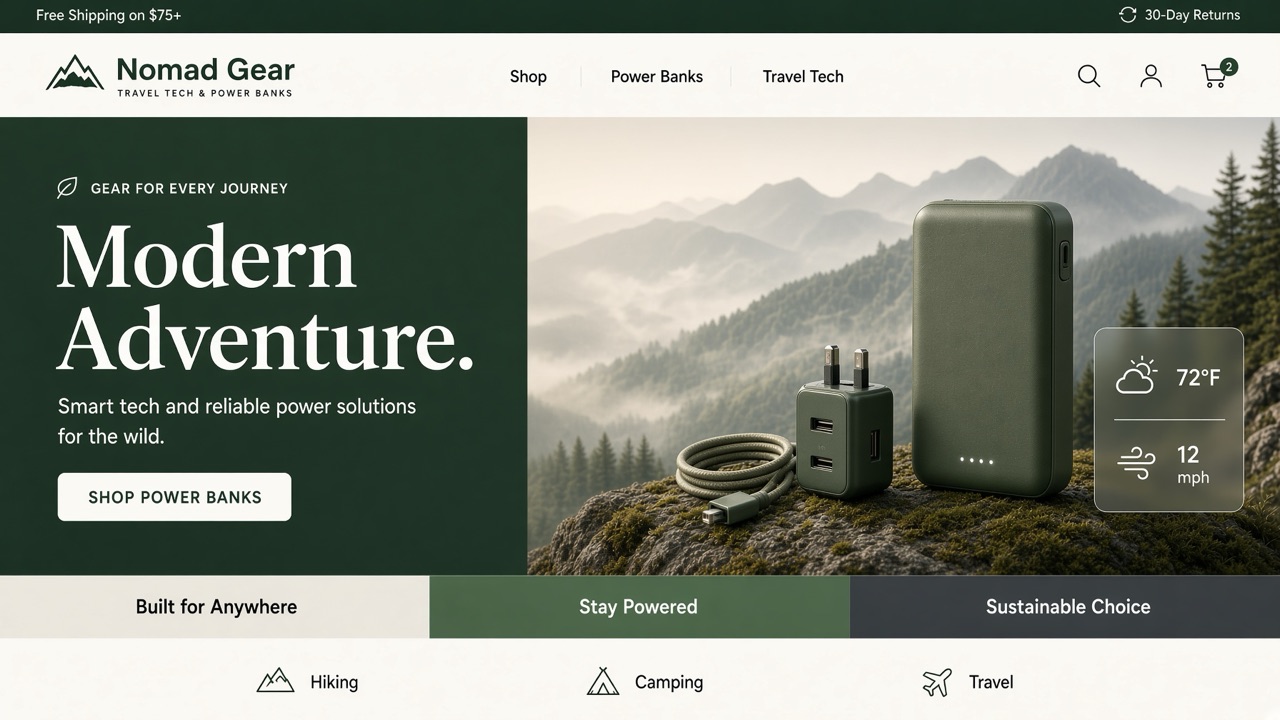 Nomad Gear storefront theme desktop preview