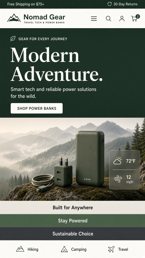 Nomad Gear storefront theme mobile preview