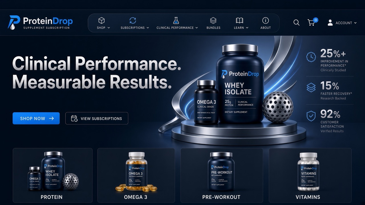 ProteinDrop storefront theme desktop preview