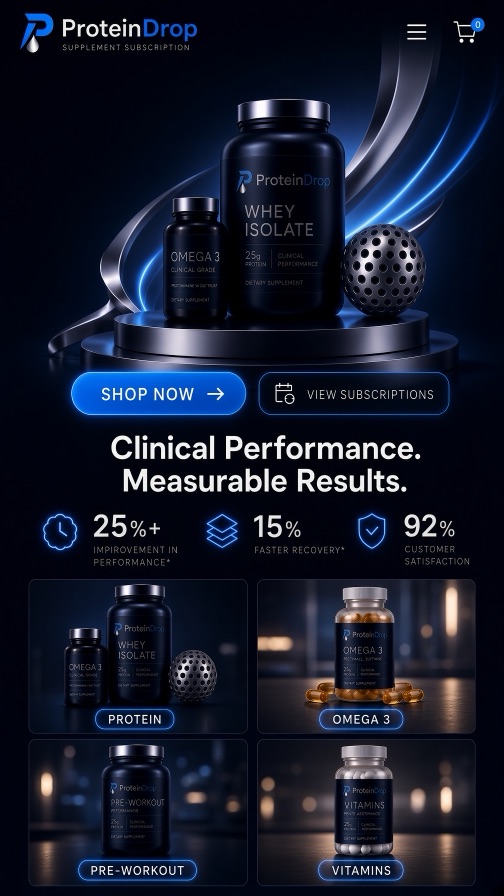 ProteinDrop storefront theme mobile preview