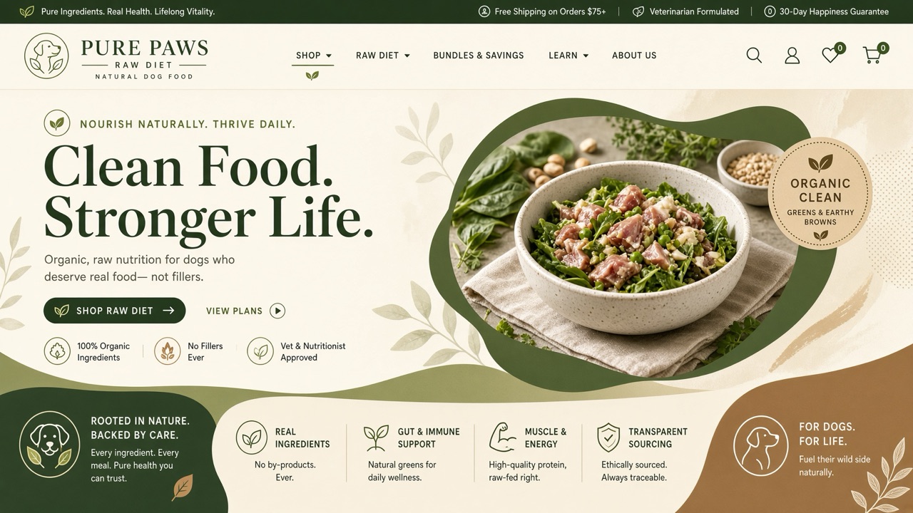 Pure Paws storefront theme desktop preview