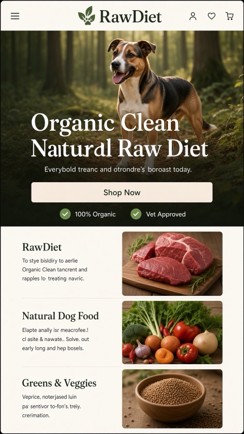 RawDiet storefront theme mobile preview