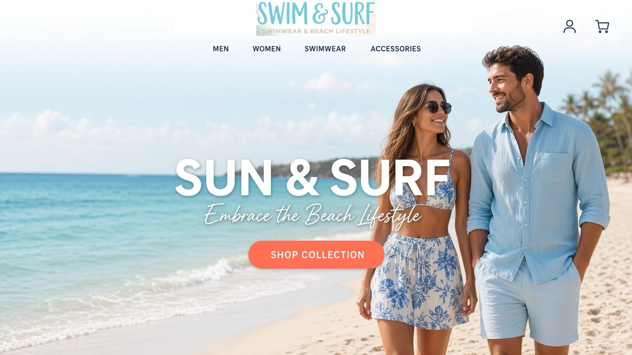 Swim & Surf storefront theme desktop preview