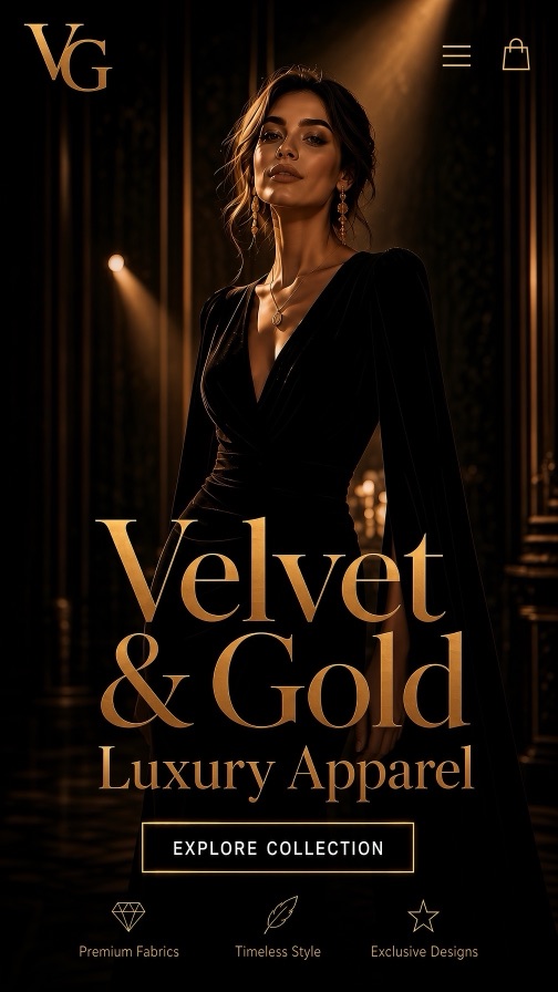 Velvet & Gold storefront theme mobile preview