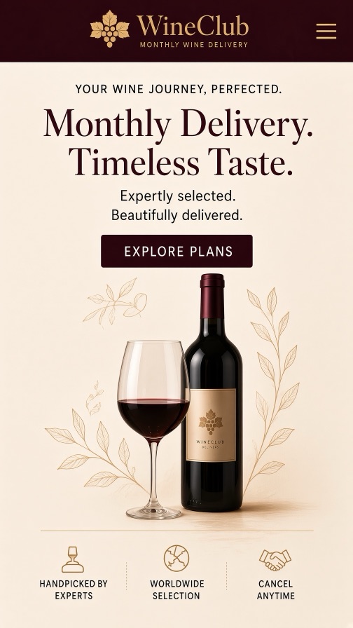 WineClub storefront theme mobile preview