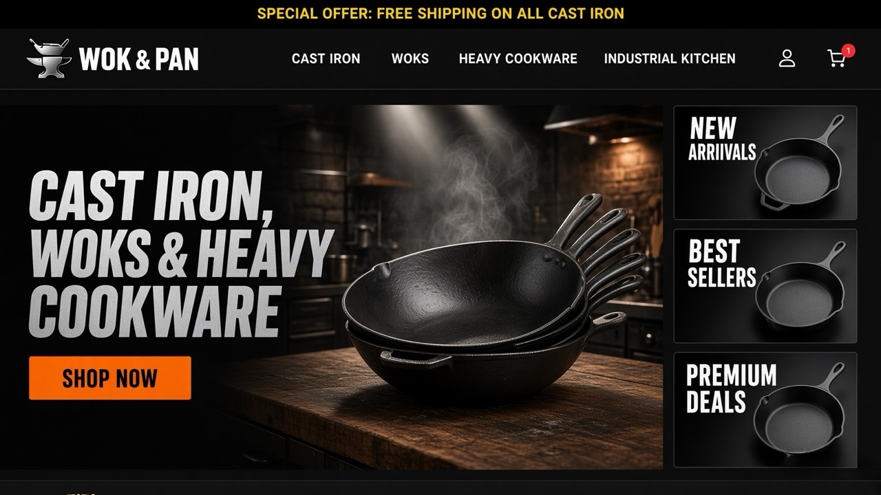 Wok & Pan storefront theme desktop preview